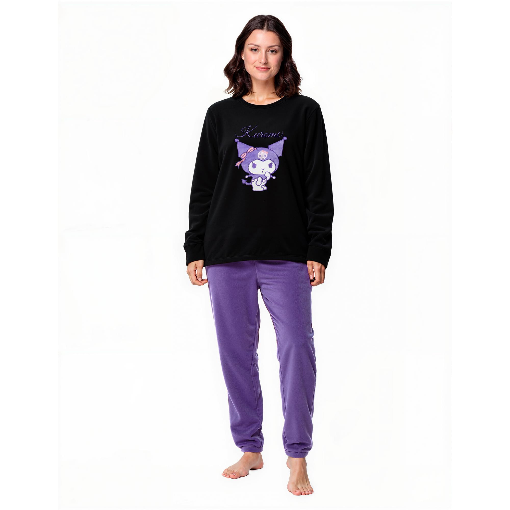 Top - Pijama Largo Mujer Micropolar Invierno Kuromi C2