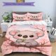 thumbnail image 1 of Cute Koala on the Tree Printed Duvet Cover Set (1 * Cover+2 * Pillowcase Without Core) Suitable for Home Bedroom Guest Room Dormitory Decoration Items Bed Three, 1 of 1