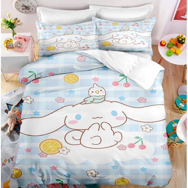x25 Bed SheetsKawaii Hitam Beras Kartun Selimut Selimut Set Seprai Set Tempat Tidur Polyester Digital Printing Set Kamar Tidur 3-Piece Bedding Set (1 Duvet Cover + 2 Pillow Shams) nj25