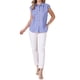 thumbnail image 2 of INSPIRE CHIC Top de Gingham para Mujeres Trabajo Manga Corta Vintage Cuadros Camisa Abotonada S Azul, 2 of 6