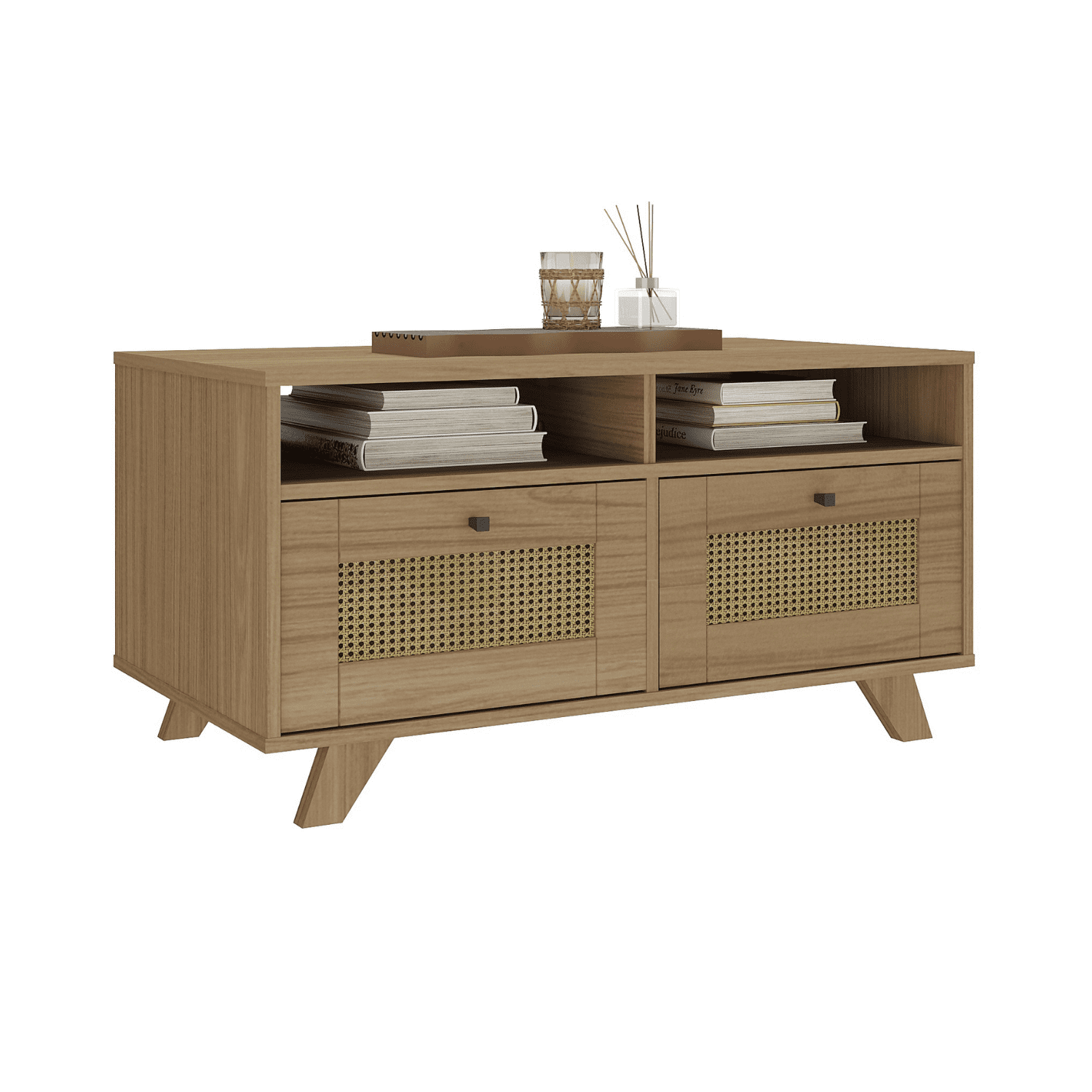 Exit - Mesa De Centro 2 Cajones 2 Repisas Trama Roble