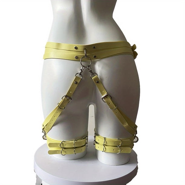 1pc Sexy BDSM Leather Harness with Thigh Garter and Sword Belt for Women - Gothic Body Stocking and Bondage Lingerie