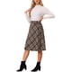 thumbnail image 4 of INSPIRE CHIC Faldas a Cuadros para Mujer de Regreso a Clases con Cinturón de Cintura Alta Línea A de Longitud Media Caqui XS, 4 of 6