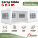 thumbnail image 2 of Toldo Carpa Plegable 6x3 m Paredes Ventana Lona Impermeable Reforzado Fiesta Eventos Color Blanco, 2 of 5