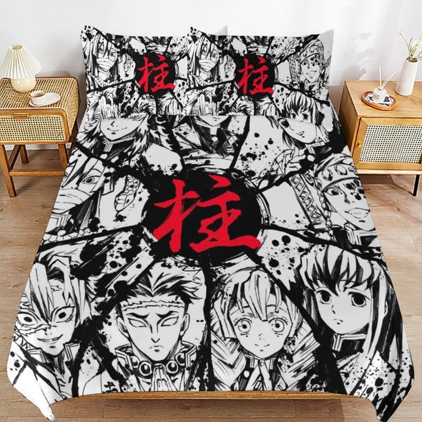 Demon-Slayer Demon-Slayer Bedding Set Sheet Set for Kids Adults,All Season Lightweight