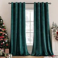 Cortinas Miulee De Terciopelo Verde Oscuro, 132 X 274 Cm, 2 Paneles