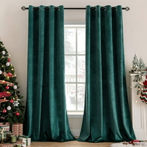 Cortinas Miulee De Terciopelo Verde Oscuro, 132 X 274 Cm, 2 Paneles
