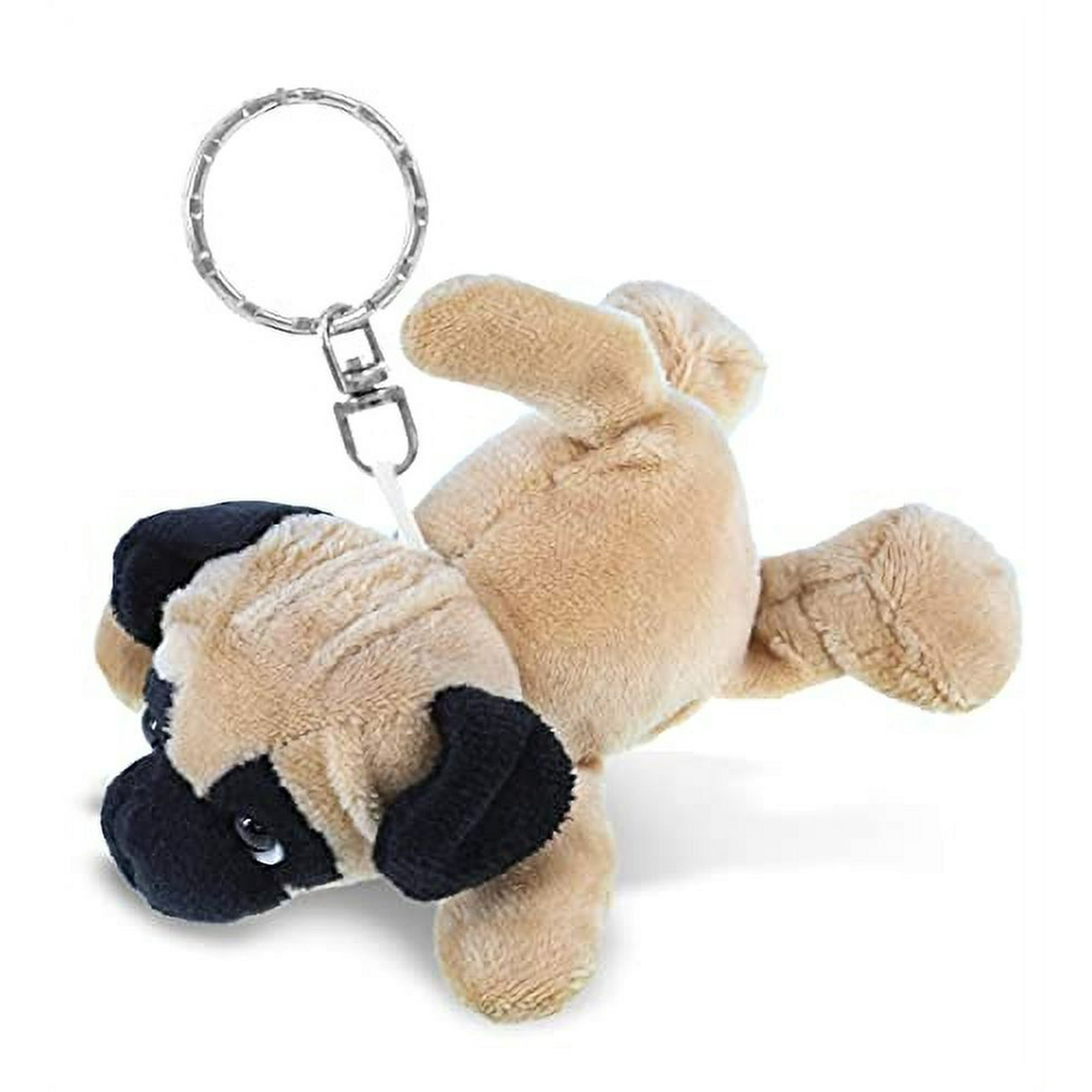 Llavero Peluche Pug Dollibu - Juguete Animal Con Felpa Suave – Llavero Encanto Perro Pug Marrón, Bonito Accesorio Decorativo Peluche – Bolsa Niños, Bolso, Mochila, Cartera – 4.25 Pulgadas