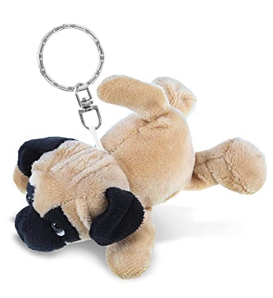 Llavero Peluche Pug Dollibu - Juguete Animal Con Felpa Suave – Llavero Encanto Perro Pug Marrón, Bonito Accesorio Decorativo Peluche – Bolsa Niños, Bolso, Mochila, Cartera – 4.25 Pulgadas