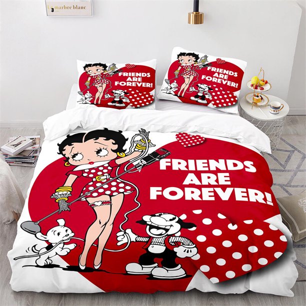 Cover Set Bedding Set Home Textiles Betty Boop Friends Are Forever Gift3-Piece Bedding Set (1 Duvet Cover + 2 Pillow Shams)