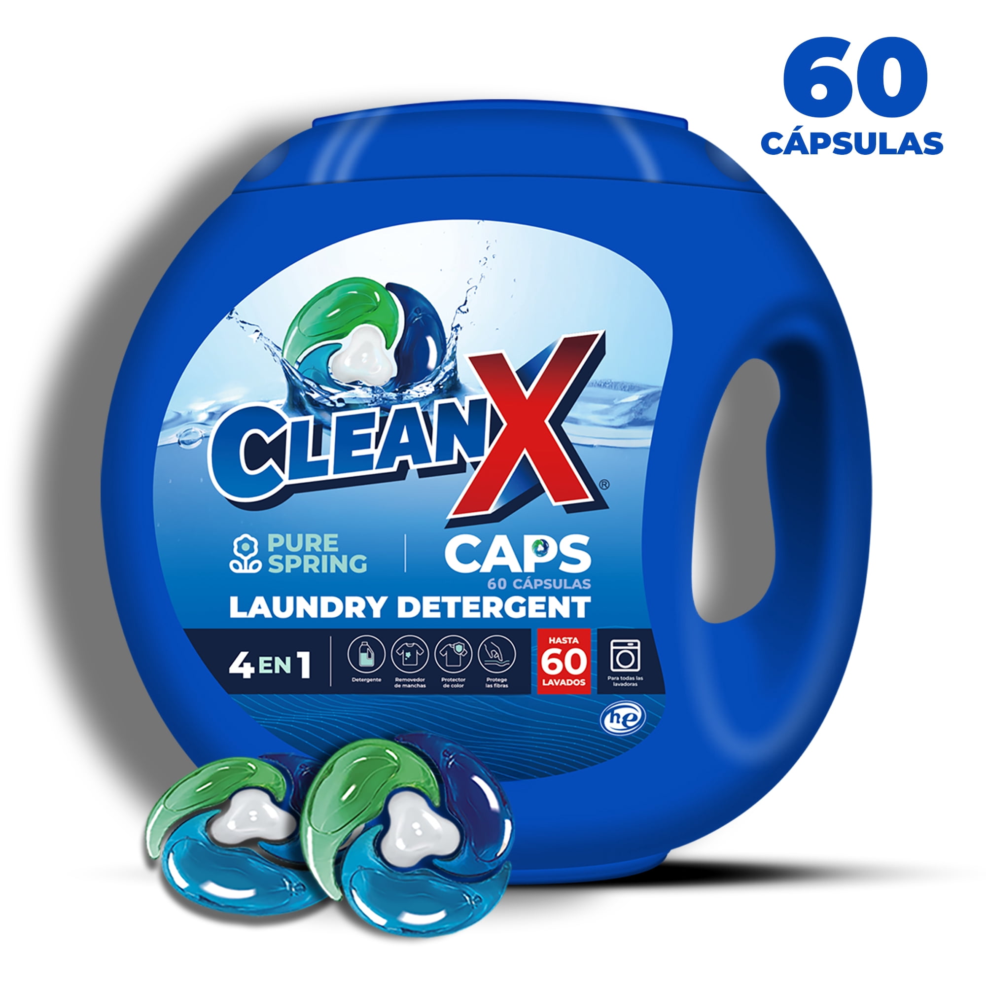 Detergente Para Ropa En Cápsulas Cleanx 4en1 Botella 60un