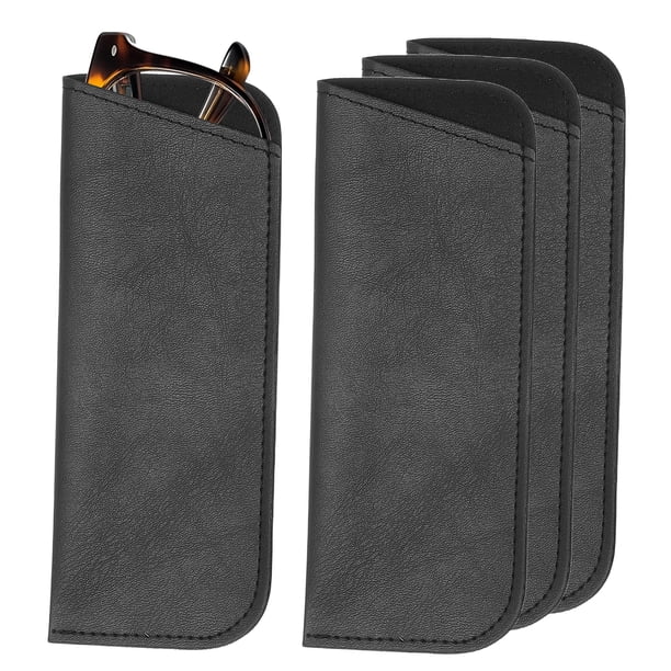 Uxcell 4 Piezas Estuches Suaves para Gafas, Estuche de Cuero para Gafas de Sol, Funda Portátil para Gafas para Mujeres y Hombres, Estuches para Gafas de Sol Negro