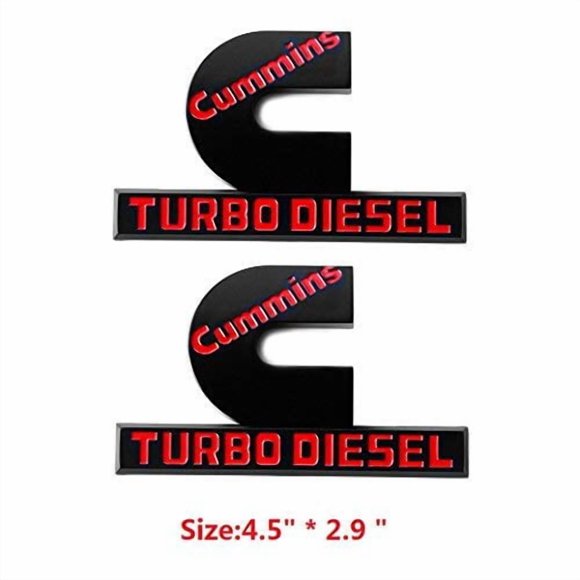 Emblema Yoaoo Cummins 11 cm x 7 cm Pack de 2 unidades Rojo mate