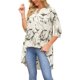 thumbnail image 4 of Blusa casual elegante de mujer INSPIRE CHIC con mangas 3/4, cuello en V, diseño floral asimétrico, suelta y abotonada en color albaricoque, 4 of 5