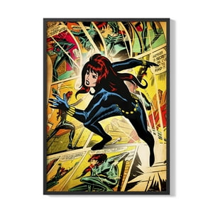 Creango - Cuadro Poster Enmarcado Viuda Negra Marvel Comic Decorativo