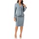 thumbnail image 2 of INSPIRE CHIC Conjunto de Traje de Falda de 2 Piezas para Mujeres Regreso a Clases para Maestras Conjunto de Blazer Peplum Falda Lápiz de Cintura Alta Atuendo de Trabajo Gris Azul S, 2 of 6