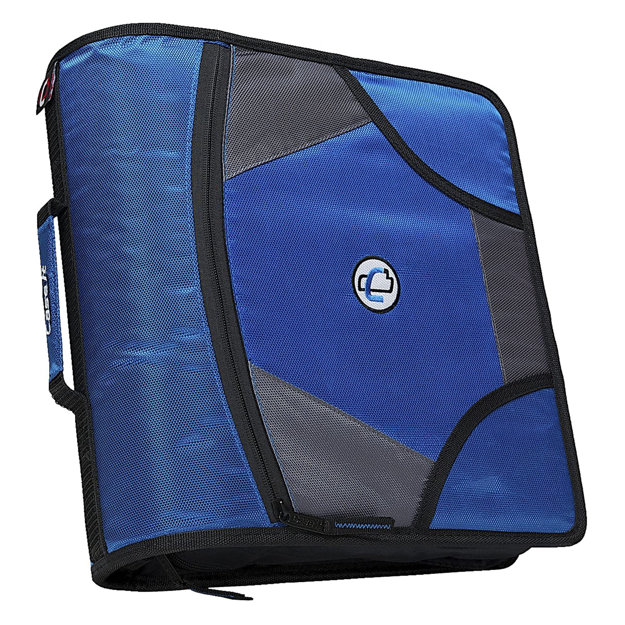 Case It - Estuche De Encuadernación Con Cierre De Cremallera Con 5 Pestañas, Anilla En D, 10 Cm, Azul
