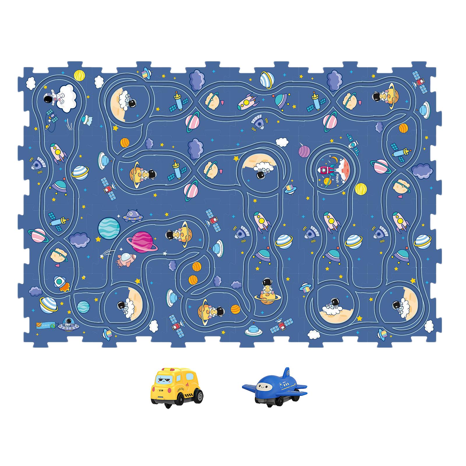 Magideal - Bloques De Construcción De Pista, Juguetes De Construcción De Automóviles, Tableros De Rompecabezas, Juego De Pista De Rompecabezas Para Niños , Modelo Espacial 24 Modelo Espacial 24 Piezas