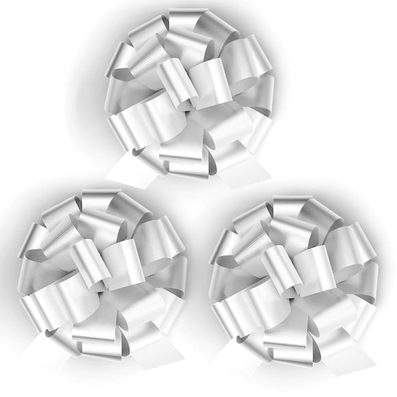 Lazos para regalo InstaBows 20 cm satén blanco - Pack de 3