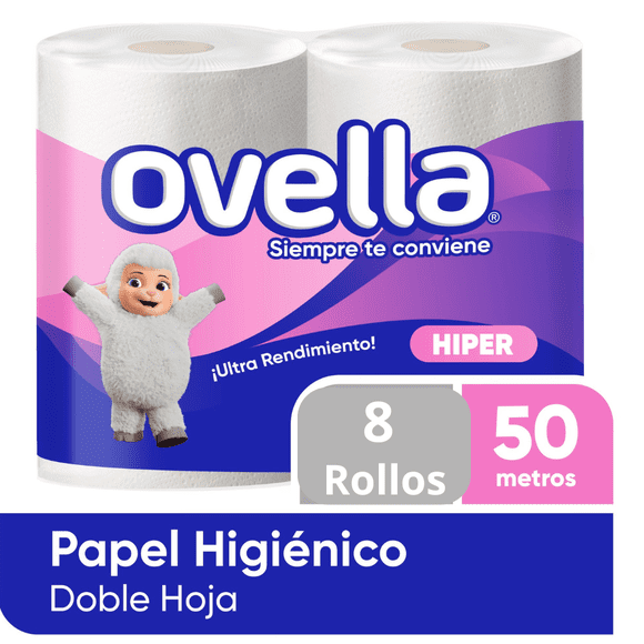 Papel Higienico Ovella 50 Metros Paquete de 8 Unidades