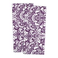 Juego De Paños De Cocina Dii, Algodón Con Estampado De Damasco, 18 X 28 Cm, Berenjena, 2 Unidades