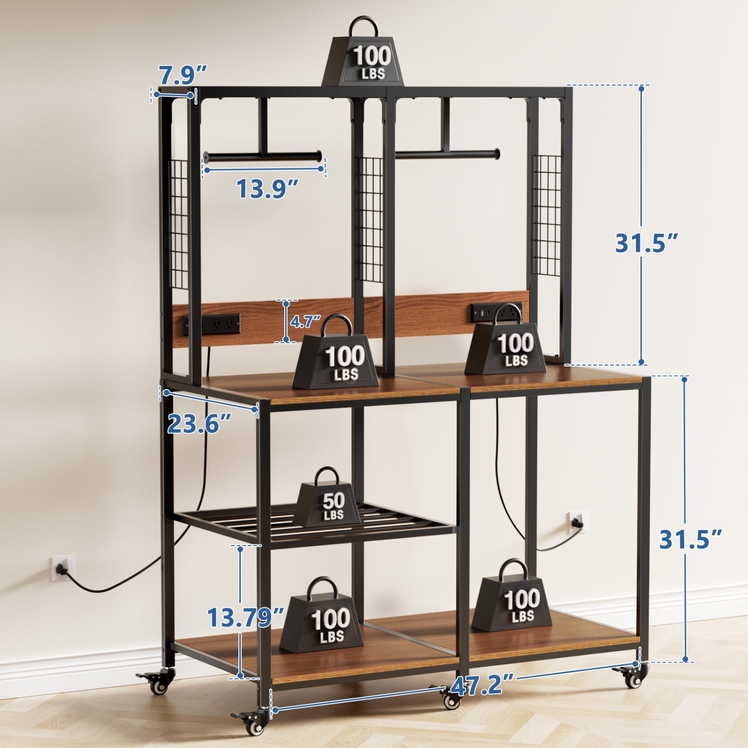Double 3D Printer Stand with Filament Storage, Heavy-Duty Metal Frame ...