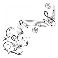 Rienda Libre Graphics - Decomural Musical Notes Flowers Floral Ws-17817