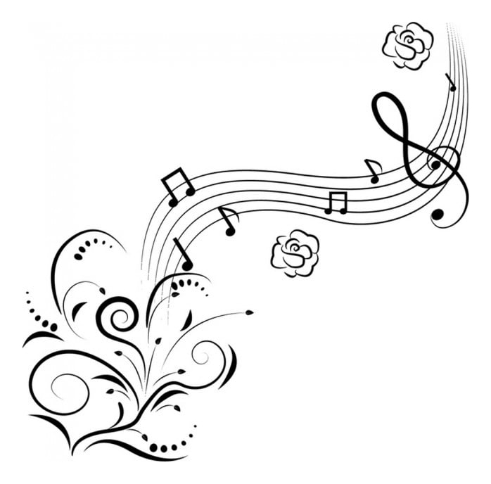 Rienda Libre Graphics - Decomural Musical Notes Flowers Floral Ws-17817