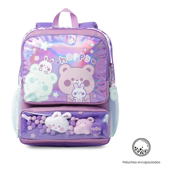 Mochila Escolar Totto Para Niña Friends Party Mediano Morado