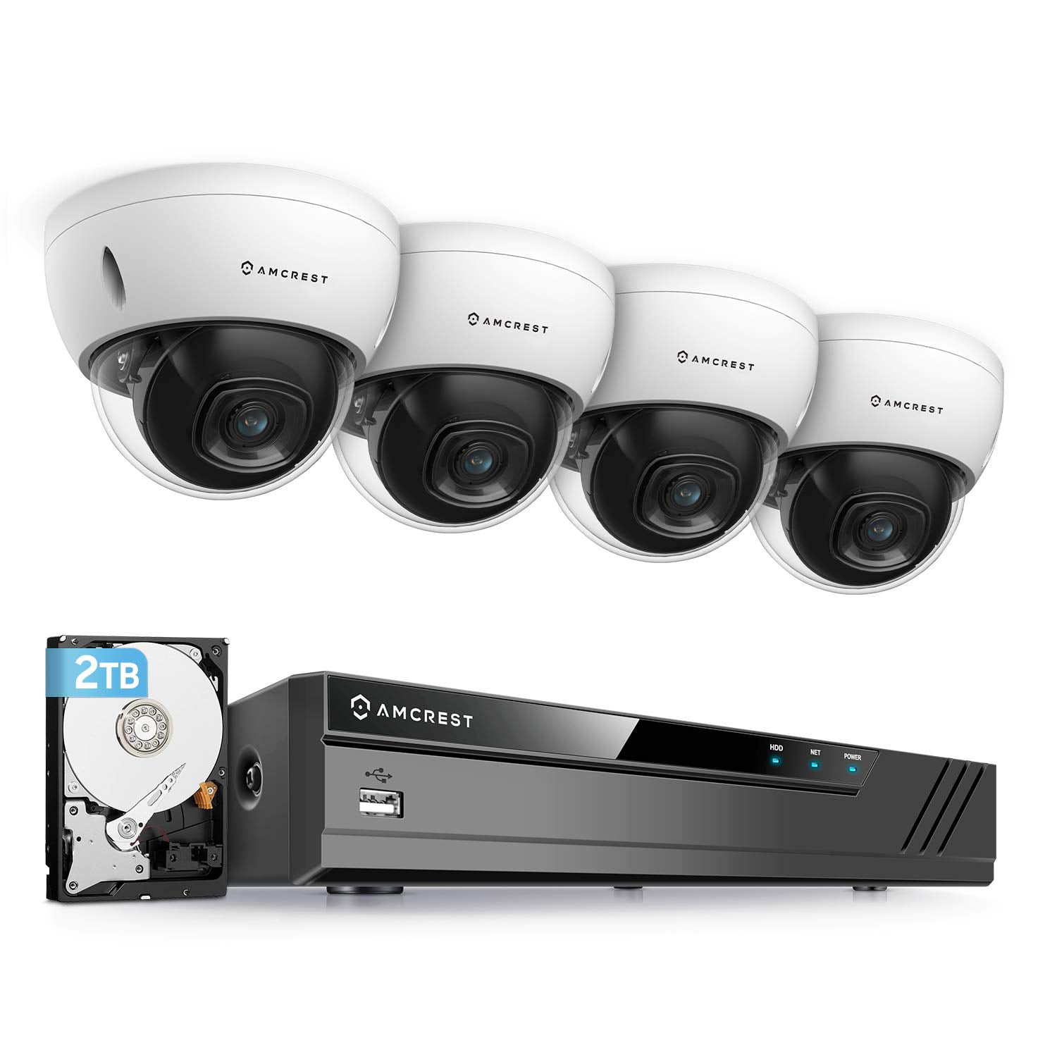 Sistema De Cámaras De Seguridad Amcrest 5mp 4k 8ch Nvr Con 4 Cámaras