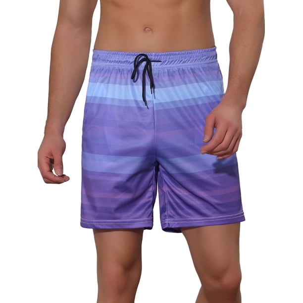 INSPIRE CHIC Pantalones Cortos de Natación Hawaianos con Patrón Colorido y Cintura con Cordón para Hombre 34 Púrpura
