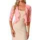 thumbnail image 1 of INSPIRE CHIC Bolero Ligero de Encaje Floral con Volantes en el Dobladillo, Abierto al Frente, de Media Manga para Mujer, Talla M, Rosa, 1 of 6