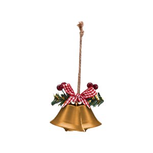 Bothyi - Campana De Navidad Hecha A Mano Linda Para Decoración De Árbol De Navidad Para Porche Guirnalda De Navidad 2 Campanas De Trompeta Doradas