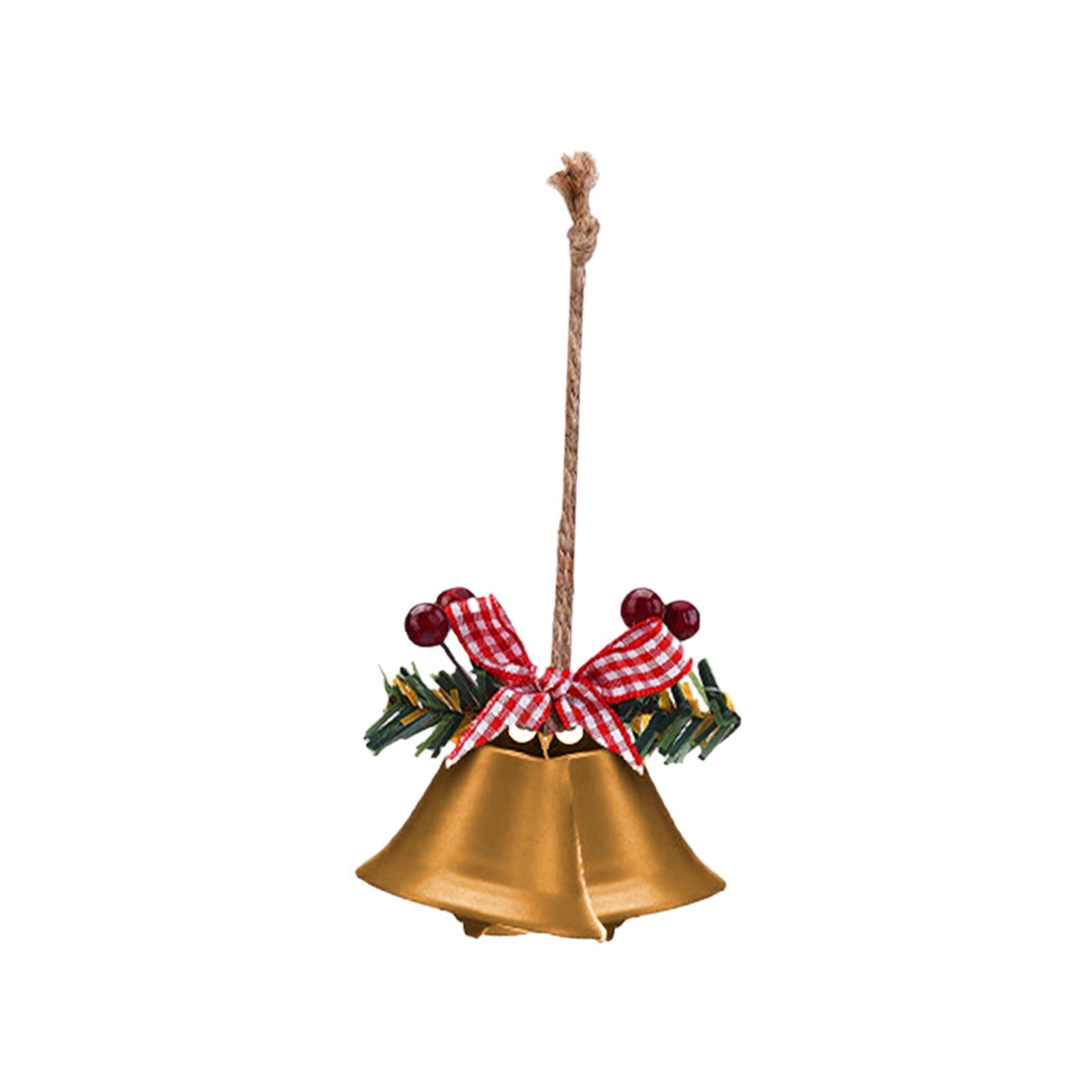 Bothyi - Campana De Navidad Hecha A Mano Linda Para Decoración De Árbol De Navidad Para Porche Guirnalda De Navidad 2 Campanas De Trompeta Doradas