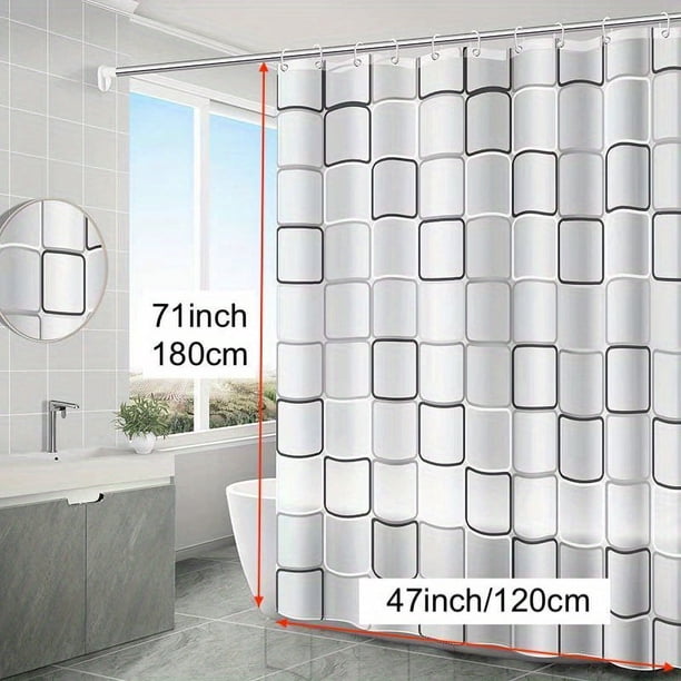 1pc Shower Curtain With 12 Hooks, Waterproof And Mildew-Proof Bath Curtain, Bathroom Decor, Curtain For Windows