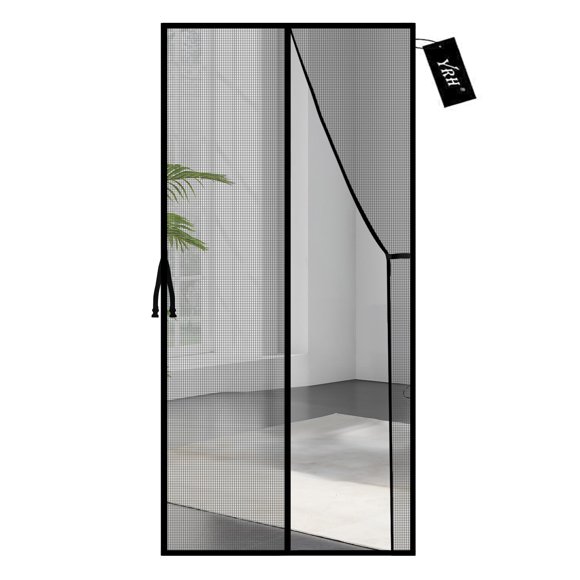 Mosquitera magnética para puerta YRH de malla de fibra de vidrio 91 x 211 cm, negra