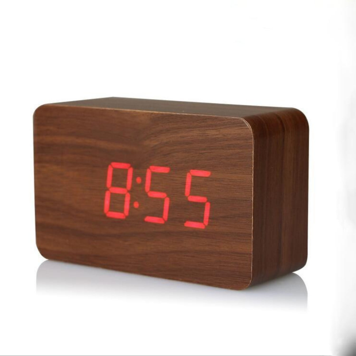 Concepts Life - Reloj Despertador Digital De Madera Luz Led Roja