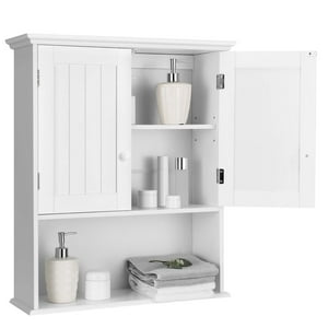 Mueble De Baño Montado En La Pared Costway Puertas Dobles Blanco