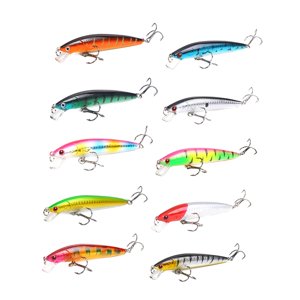 Ioensy - 10 Señuelos De Pesca Compactos 3D Realistas De Hundimiento Lento Biónico Con Anzuelo Para Lago