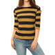 thumbnail image 5 of INSPIRE CHIC Camisetas a Rayas de Regreso a Clases para Mujer Ajuste Ceñido Mangas al Codo Cuello de Barco Talla M Mostaza Azul Marino, 5 of 7