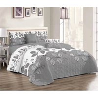 Casadeliacl - Cubrecama Quilt Delgado2 Plaza Diseño Modernos Tf Hoja Gris / Hojas