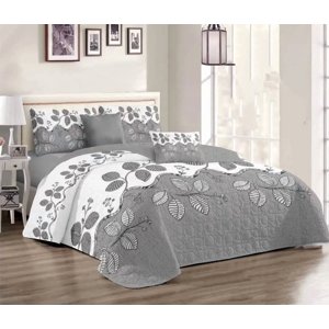 Casadeliacl - Cubrecama Quilt Delgado2 Plaza Diseño Modernos Tf Hoja Gris / Hojas