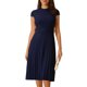 thumbnail image 1 of INSPIRE CHIC Vestido Plisado de Mujer para Regreso a Clases, Atuendo de Maestra, Cuello Simulado, Manga Corta, Vestido Línea A con Cinturón, Talla S, Azul Oscuro, 1 of 6