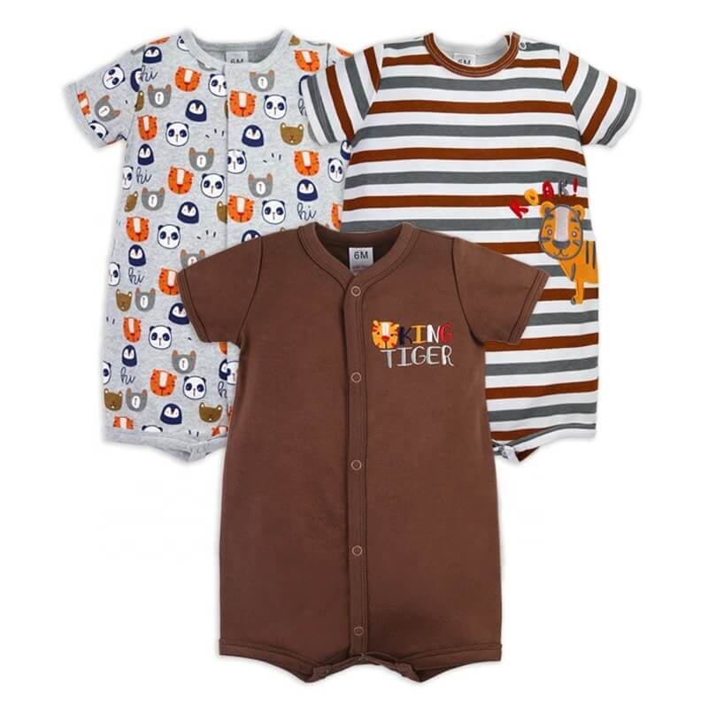 Babykids Divana - Set 3 Enteritos Abiertos - Niño 3m Marrón Tigre