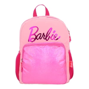 Mochila Escolar Niña Con Bolsillo Frontal Rosado Barbie
