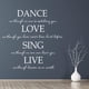 thumbnail image 2 of Decomural Dance Love Sing Live Inspirational WS-15061, 2 of 2