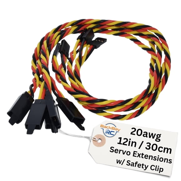 Cable de extensión servo BackbayRC 20 AWG retorcido de 30 cm, paquete de 5