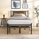 thumbnail image 1 of Twin Size metal bedframe,Headboard with wood panel decoration,black, 1 of 3