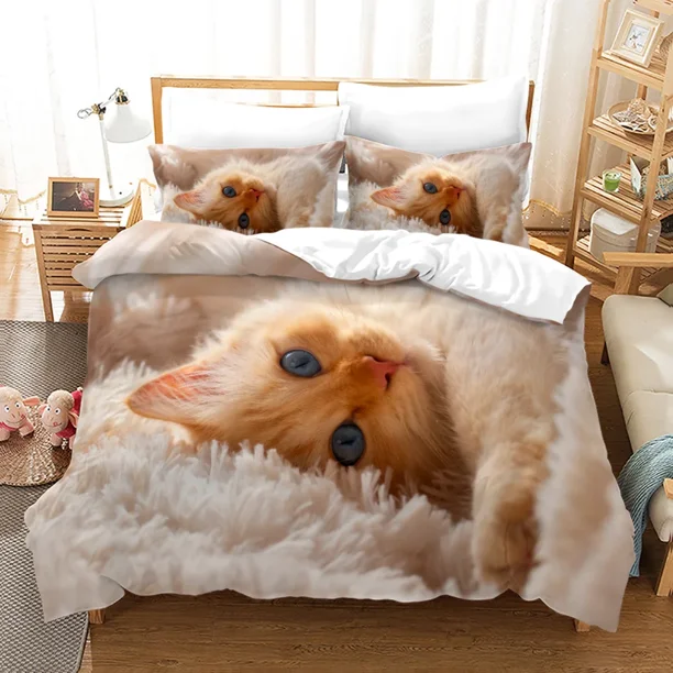 3D Funny Cute Cats Bedding Set Fashion Duvet Cover Pillowcase Bedroom Black Cat Bedspreads Colorful Bed Set For Kids Adults