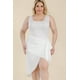 thumbnail image 1 of Vestido Midi de Talla Grande con Lazo Lateral y Parte Delantera Cruzada de Color Liso, 1 of 5